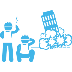 Two person demolishing a building Two person demolishing a building
